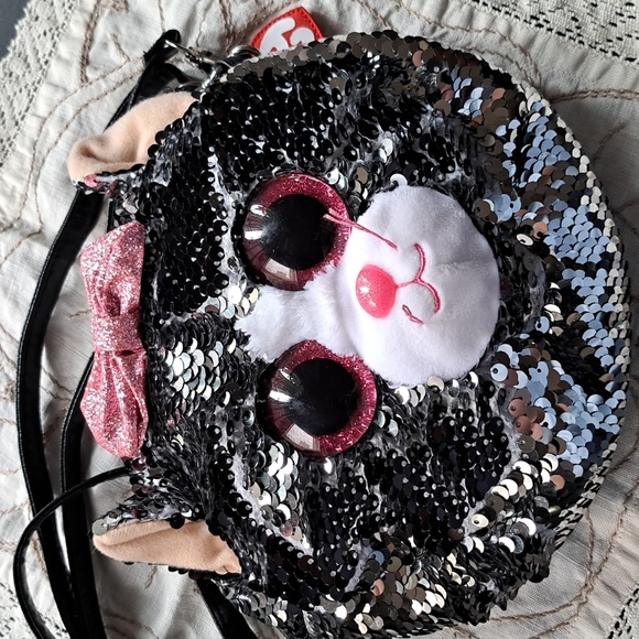 Cute Ty Kitty Cat Flip sequin purse - Picture 3 of 11